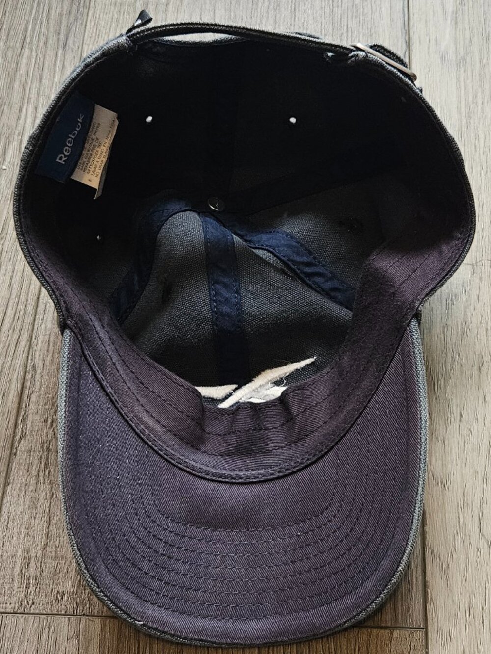 Reebok Vintage Canvas Dad Hat Baseball Cap Washed Charcoal Grey Vector Logo OSFA - Picture 3 of 8